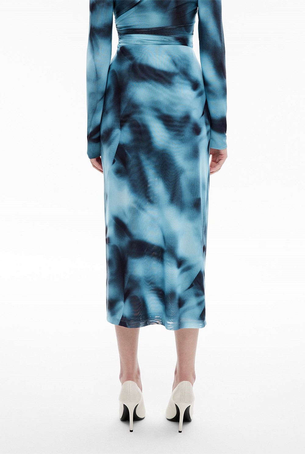 Gather Side Mesh Skirt