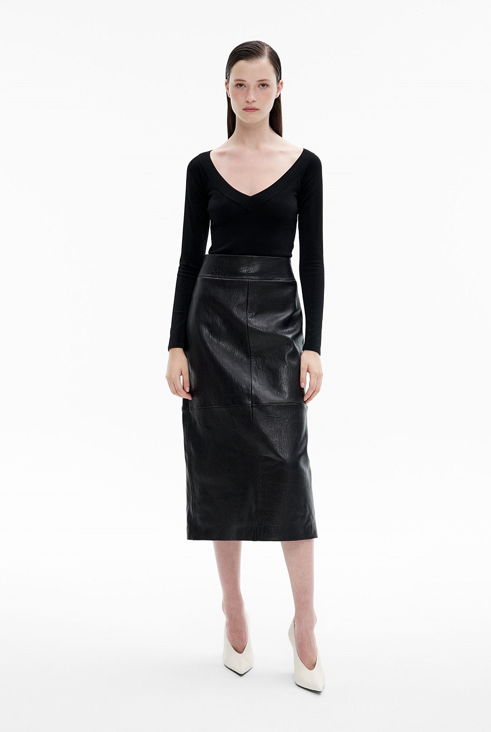 Leather Midi Skirt