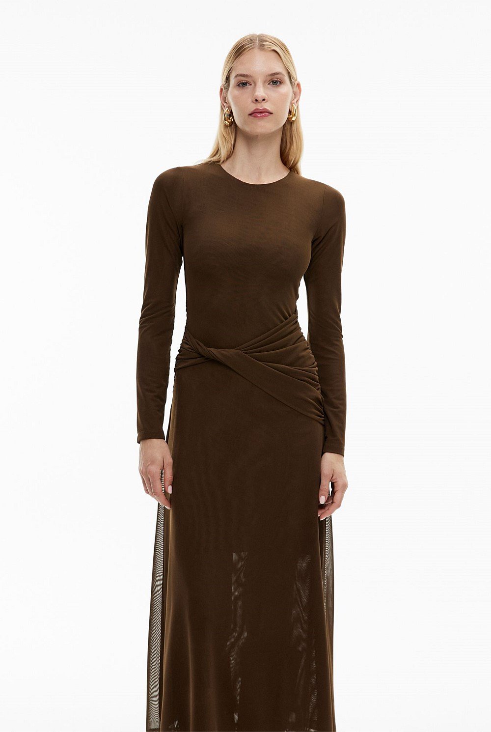 Mesh Twist Front Dress