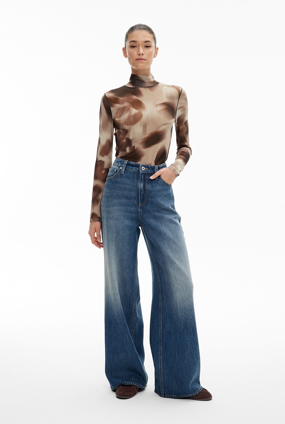 Mesh High Neck Top