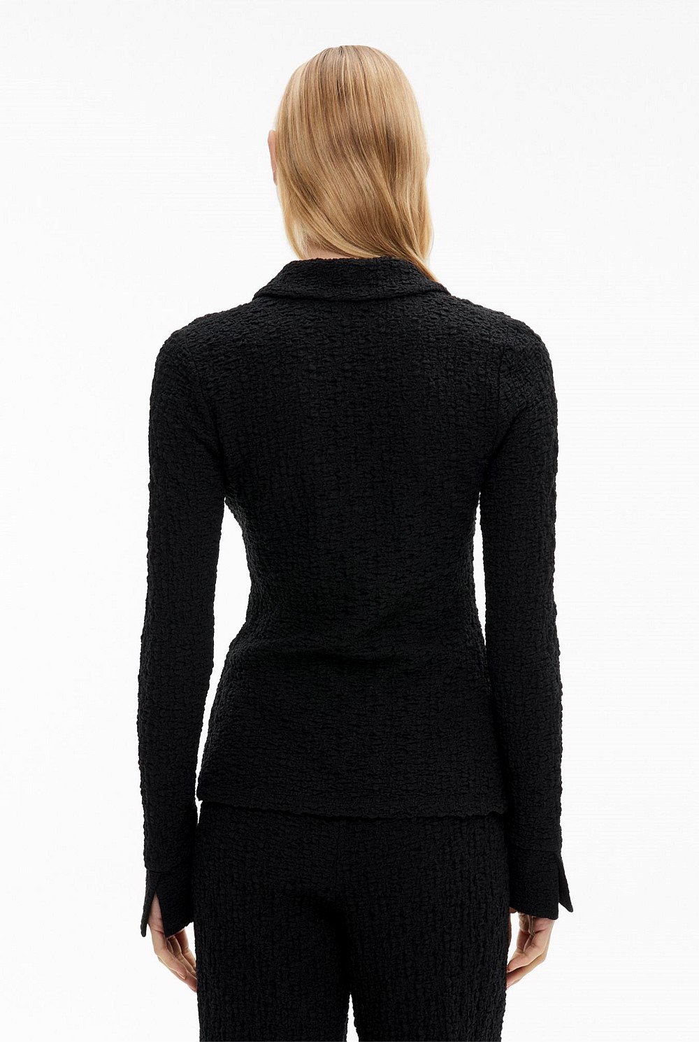 Textured Jersey Polo Top