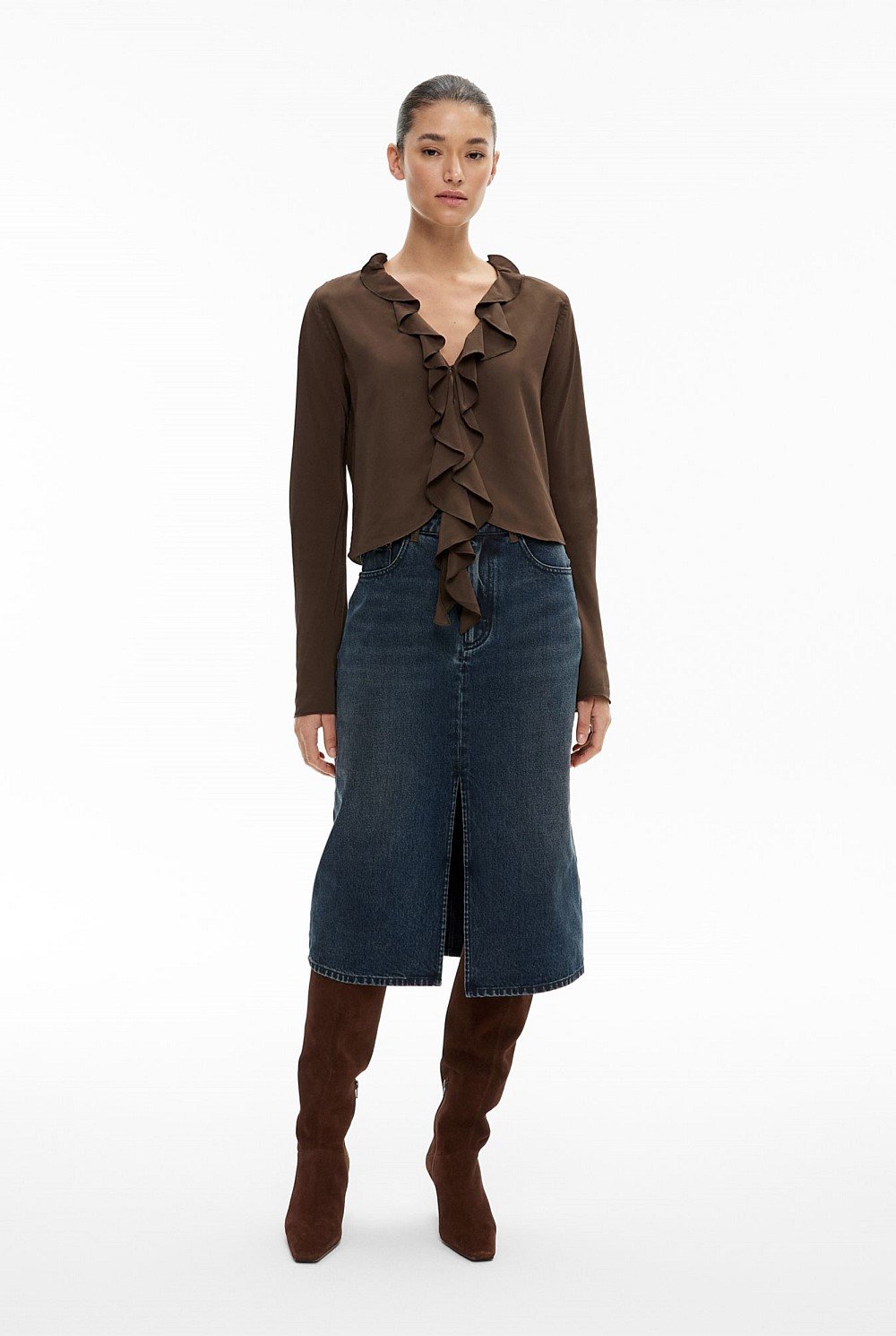 Ruffle V Neck Blouse