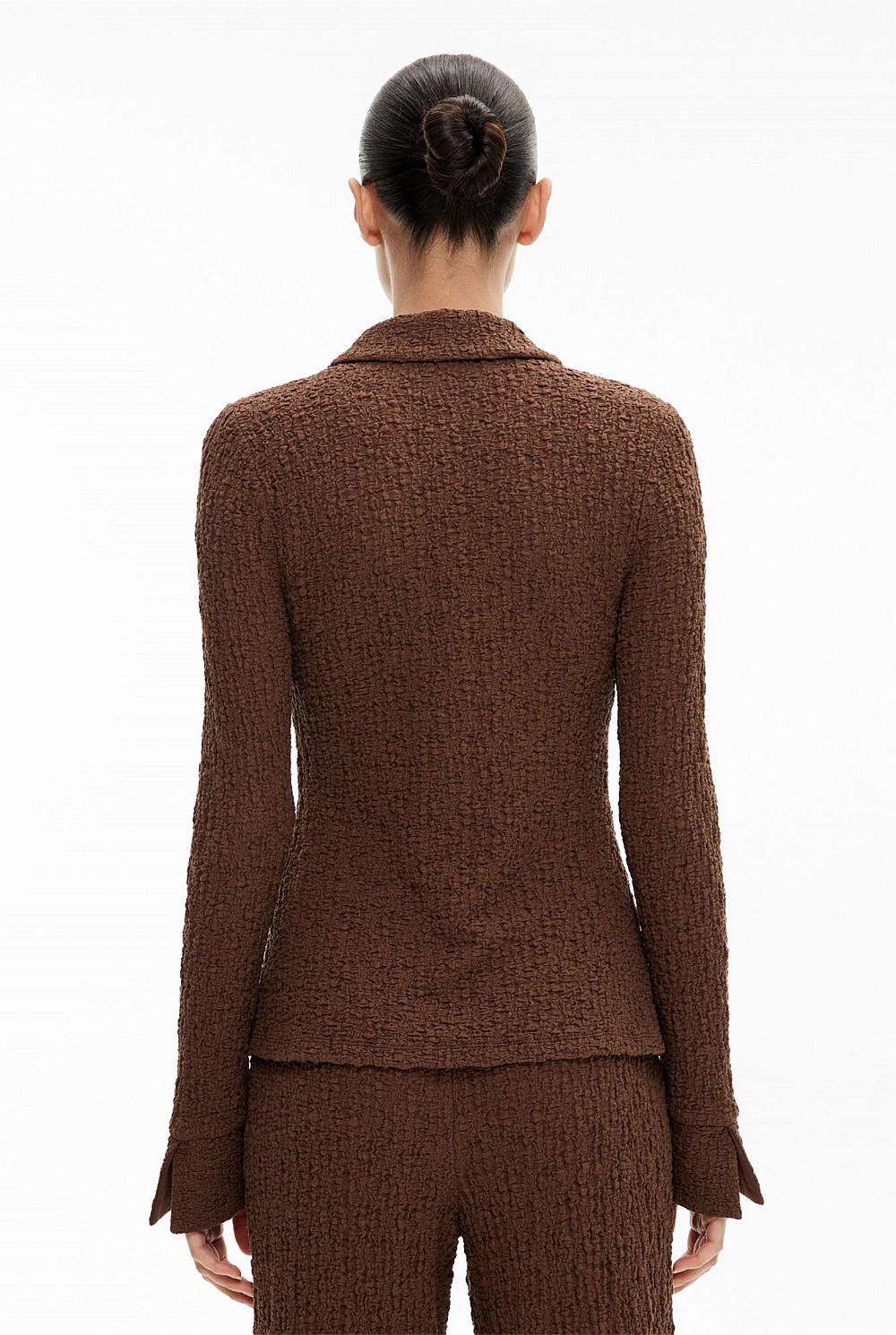 Textured Jersey Polo Top