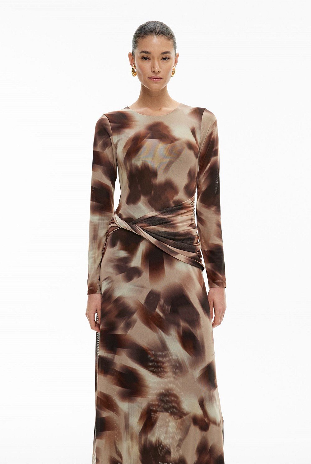 Mesh Twist Front Dress