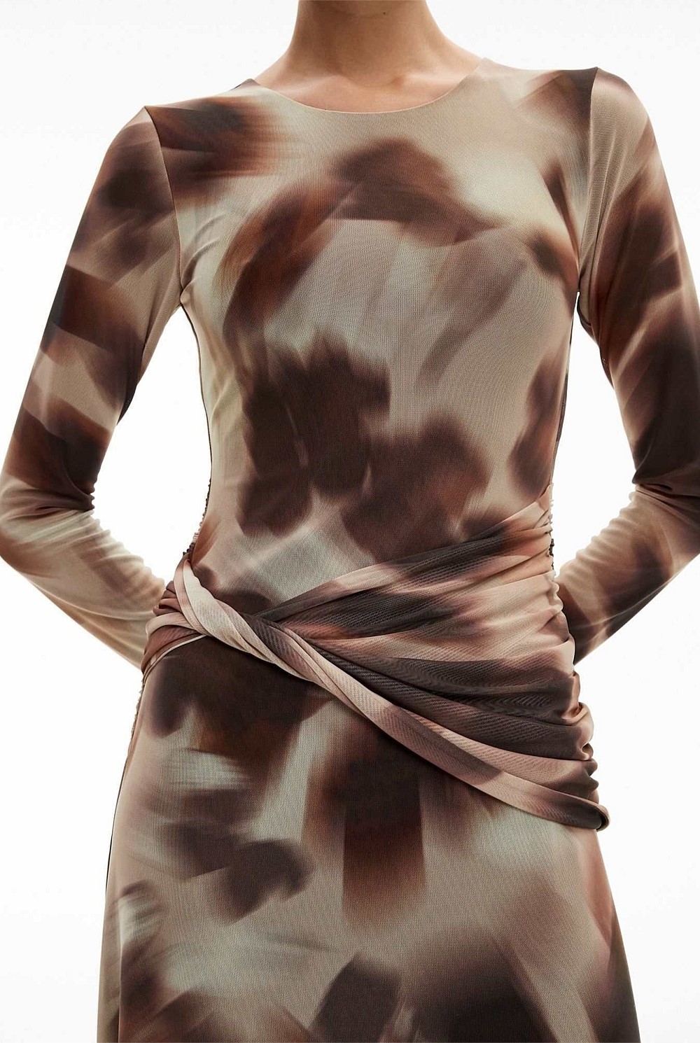 Mesh Twist Front Dress