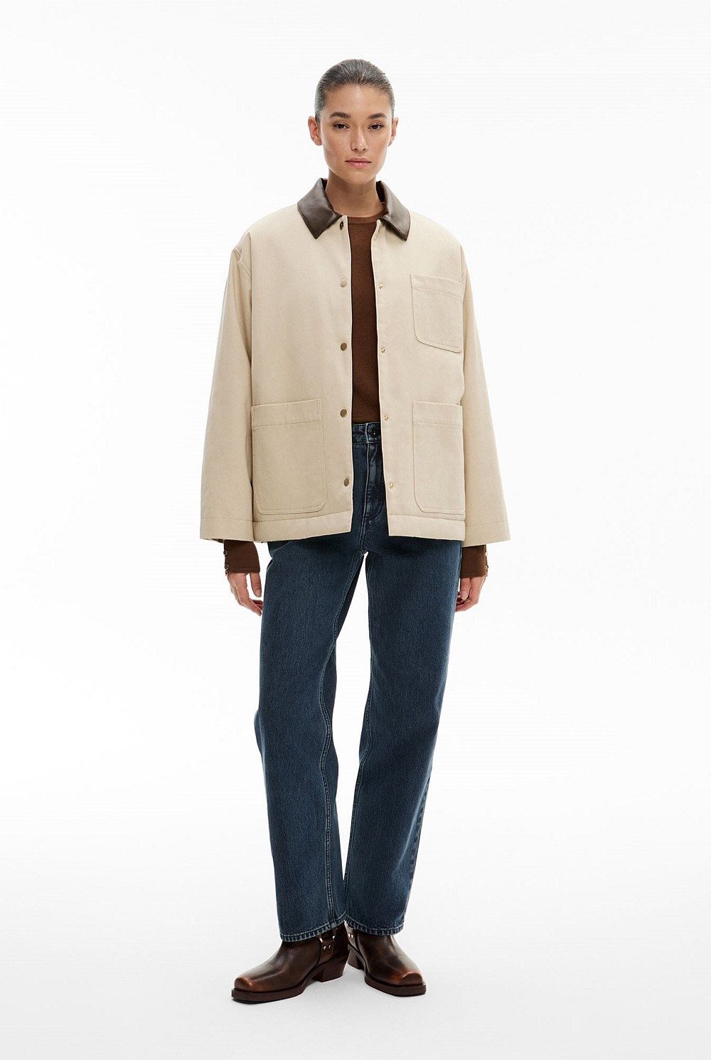 Contrast Collar Jacket