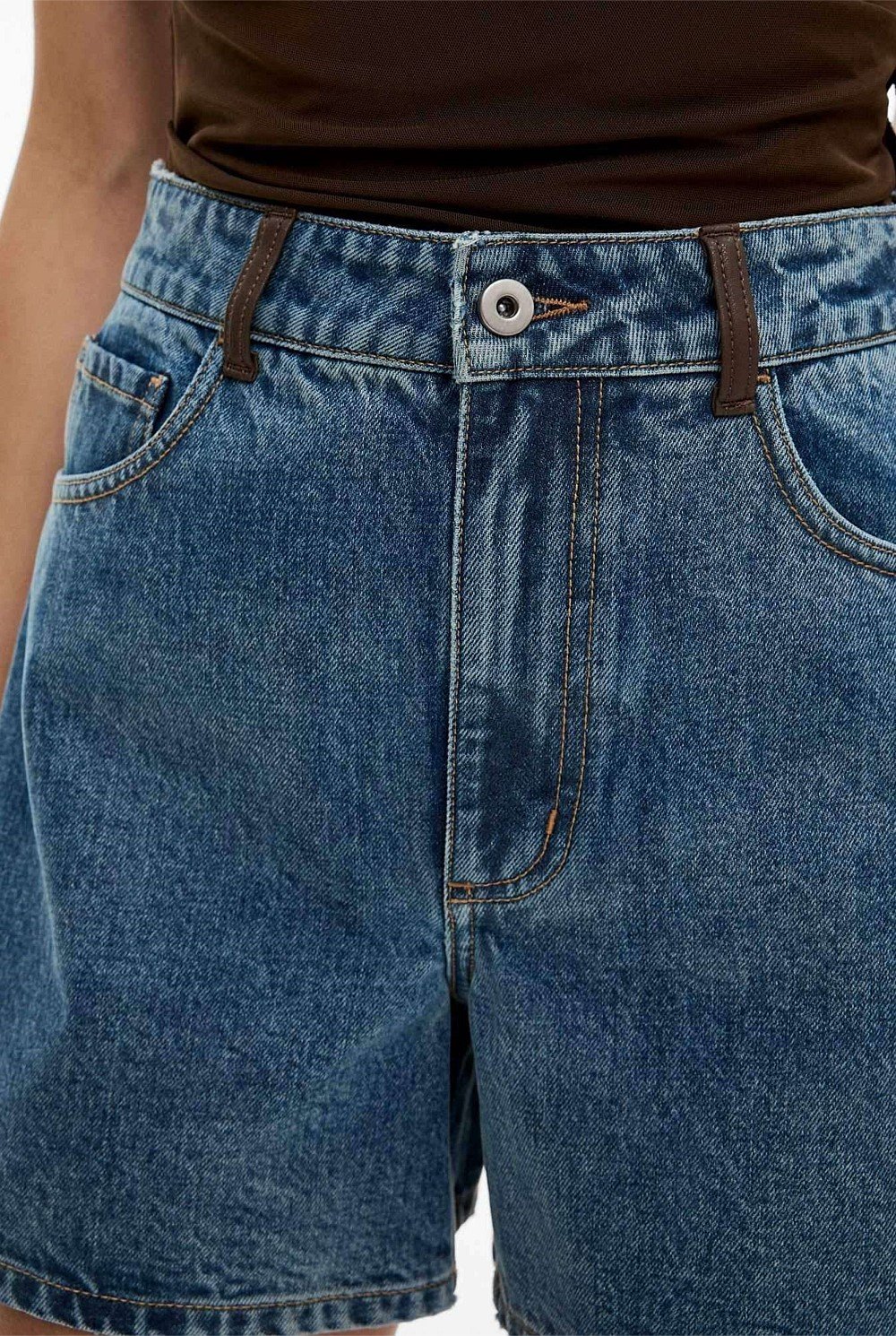 Contrast Denim Shorts