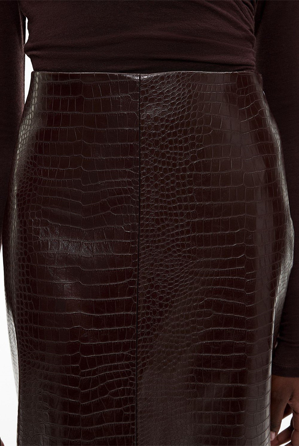 Croc Effect Midi Skirt