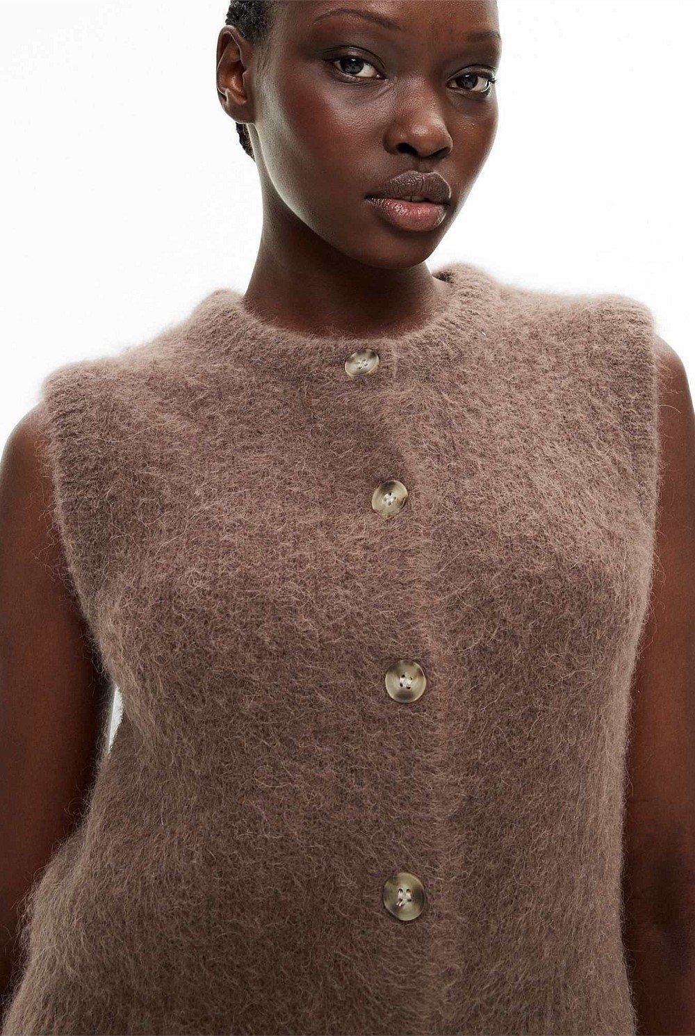 Fluffy Crew Knit Vest