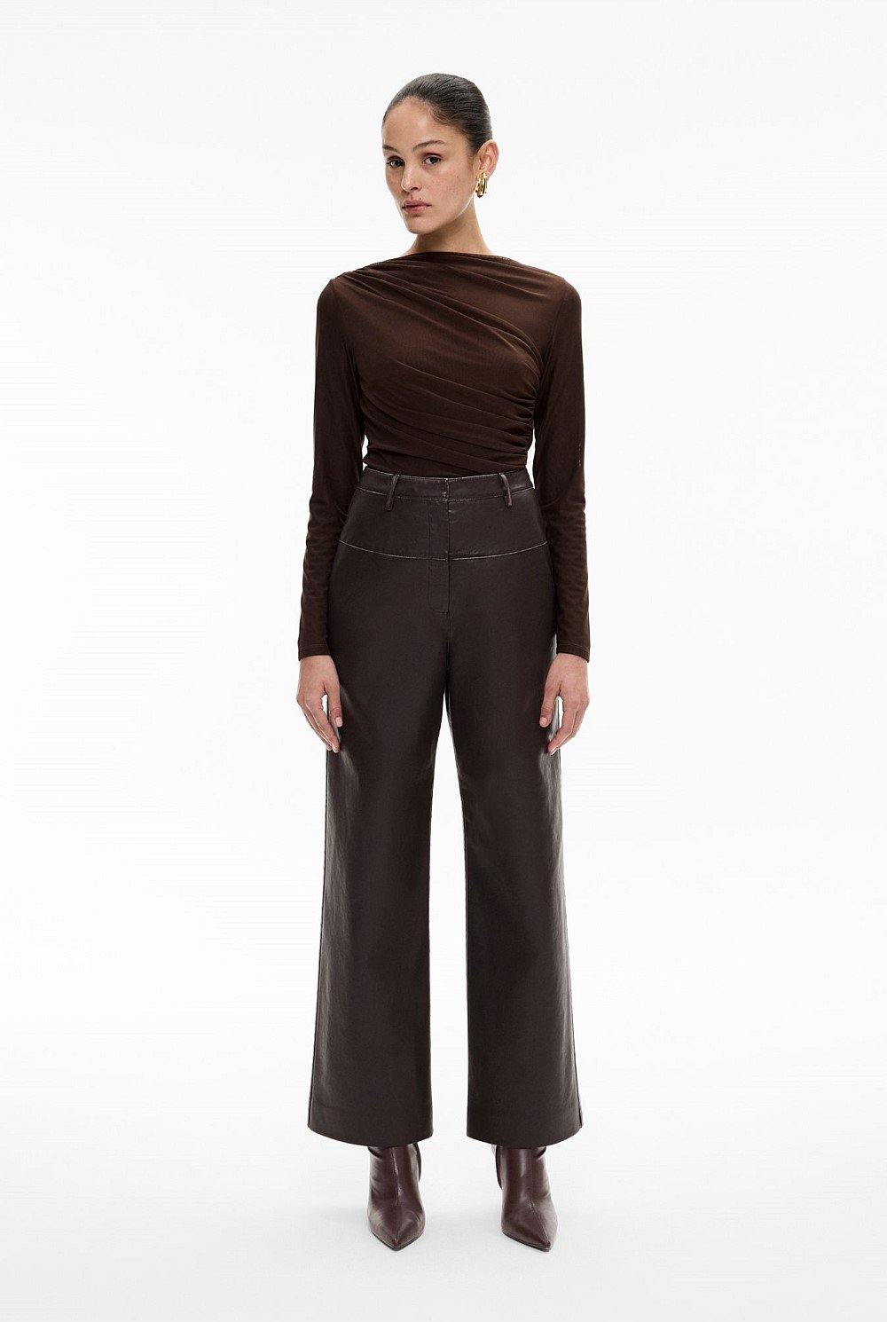 Mesh Drape Long Sleeve Top