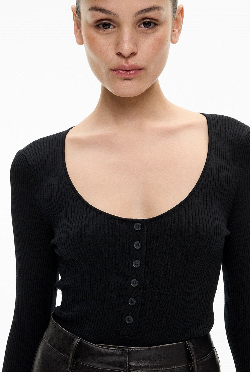 Scoop Henley Knit