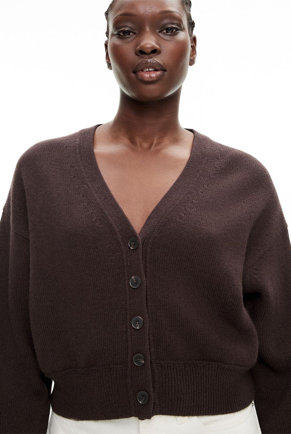 Button V Neck Cardigan