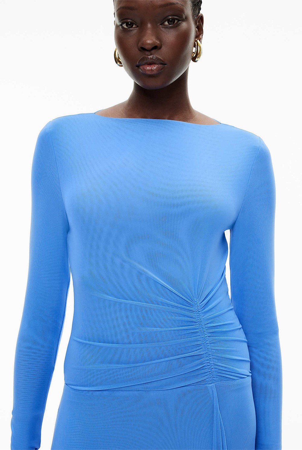 Asymmetrical Hem Mesh Dress