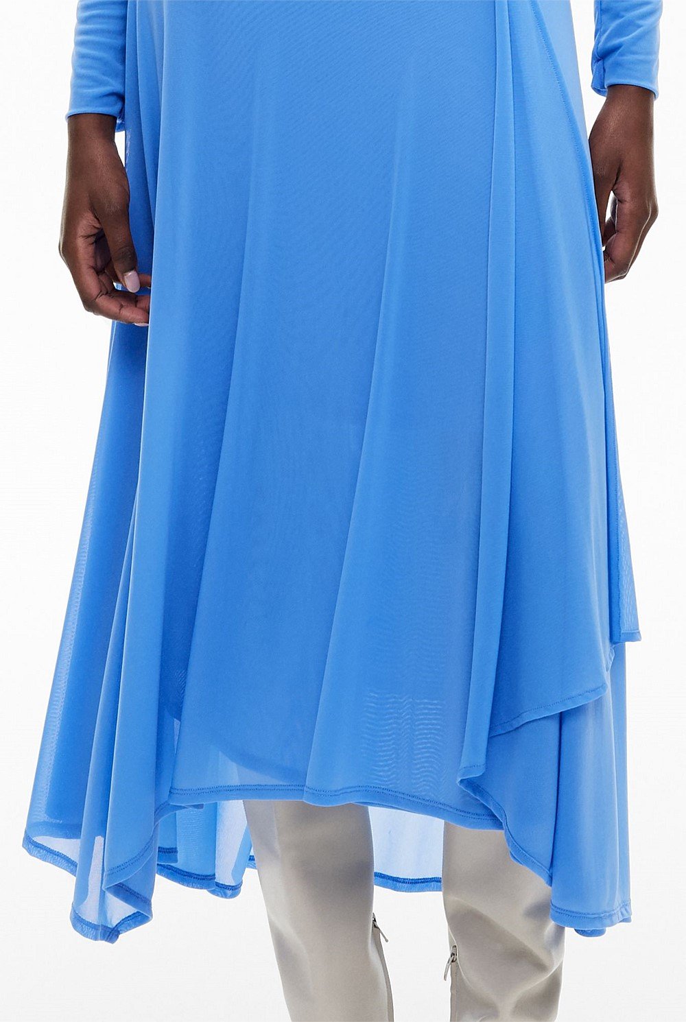 Asymmetrical Hem Mesh Dress