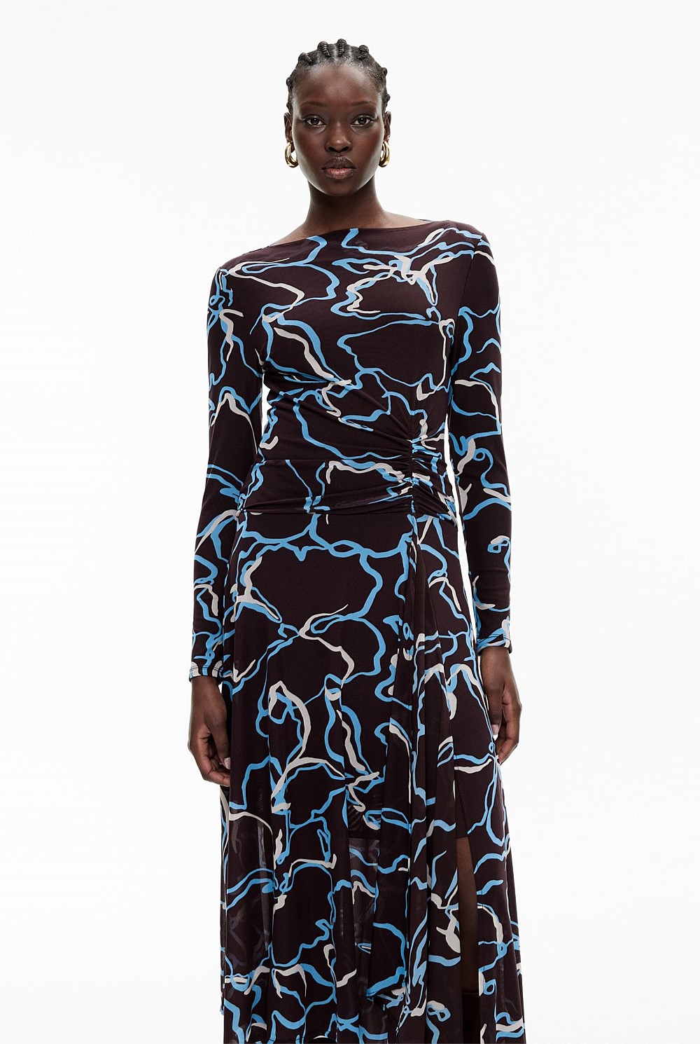 Asymmetric Hem Mesh Dress