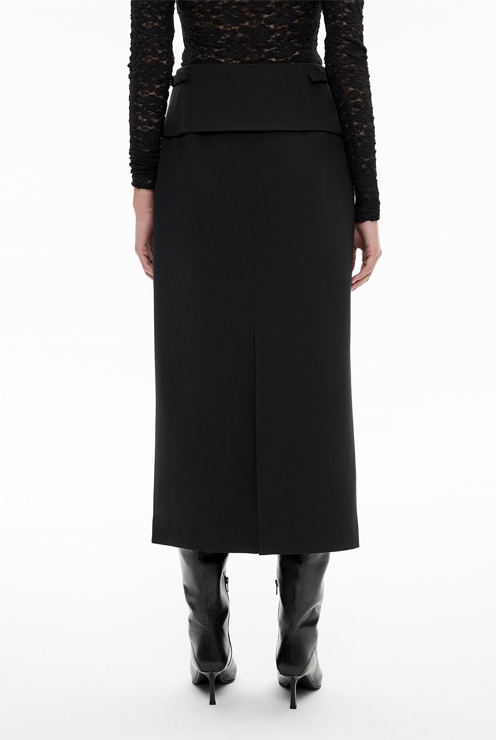 Waist Tab Midi Skirt