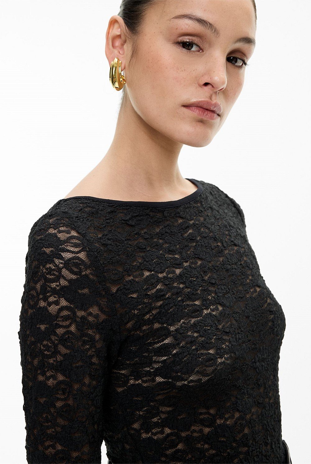 Textured Boat Neck Top