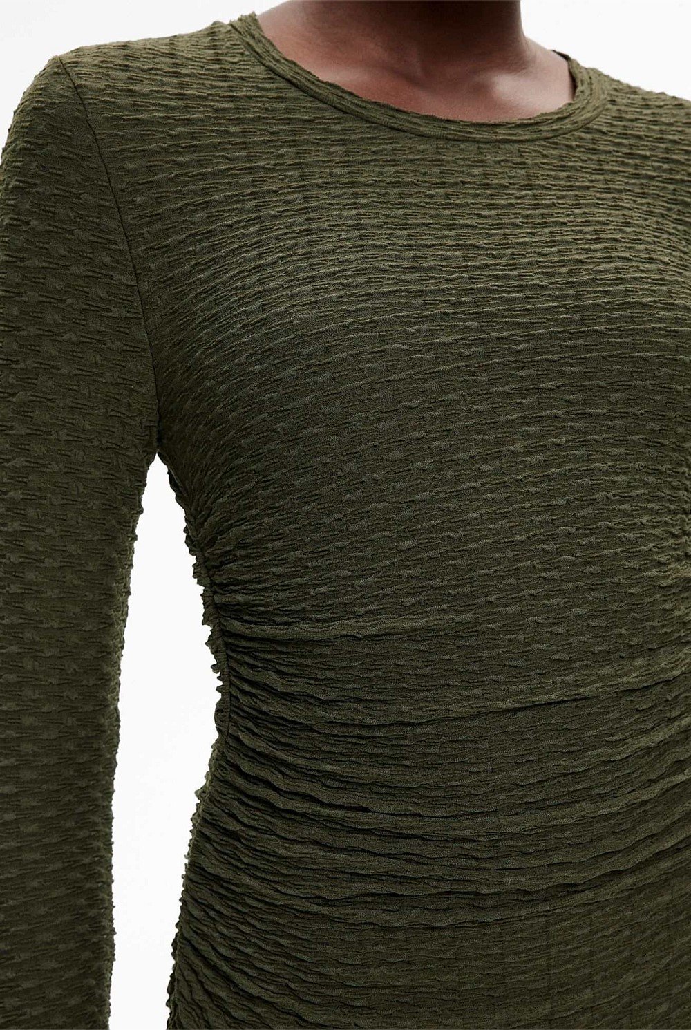 Textured Jersey Long Sleeve Dress