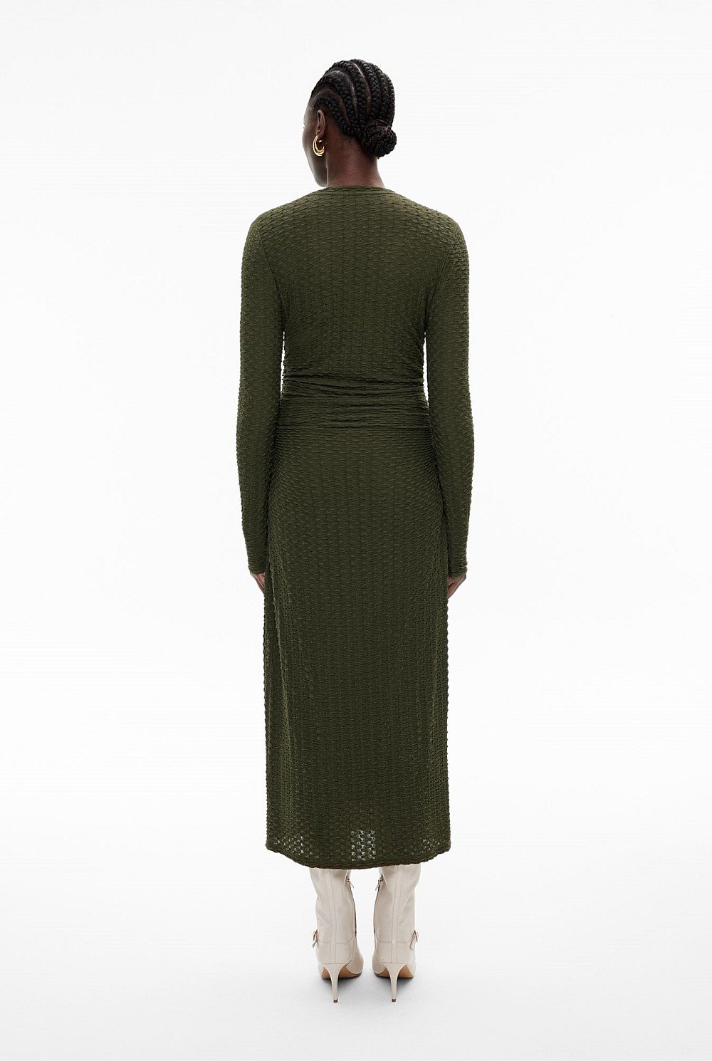 Textured Jersey Long Sleeve Dress