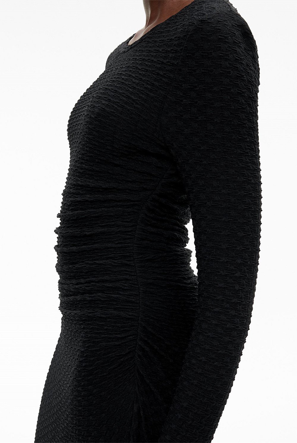 Textured Jersey Long Sleeve Dress