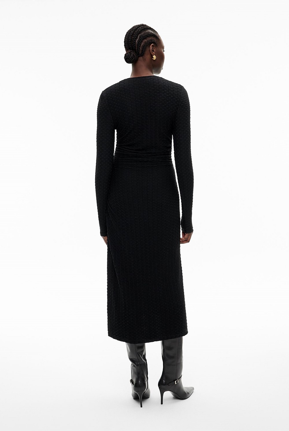 Textured Jersey Long Sleeve Dress