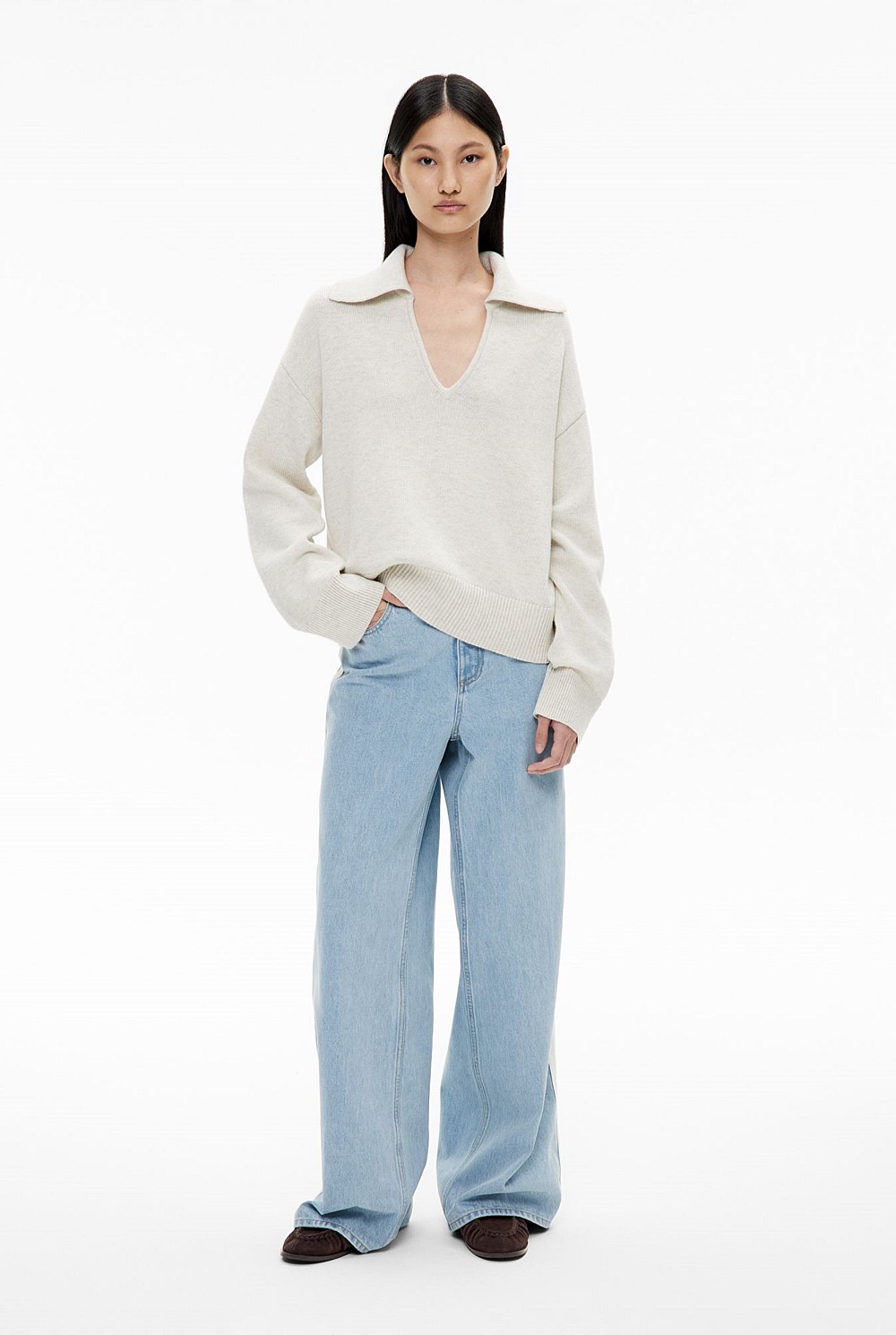 Collared V Neck Knit