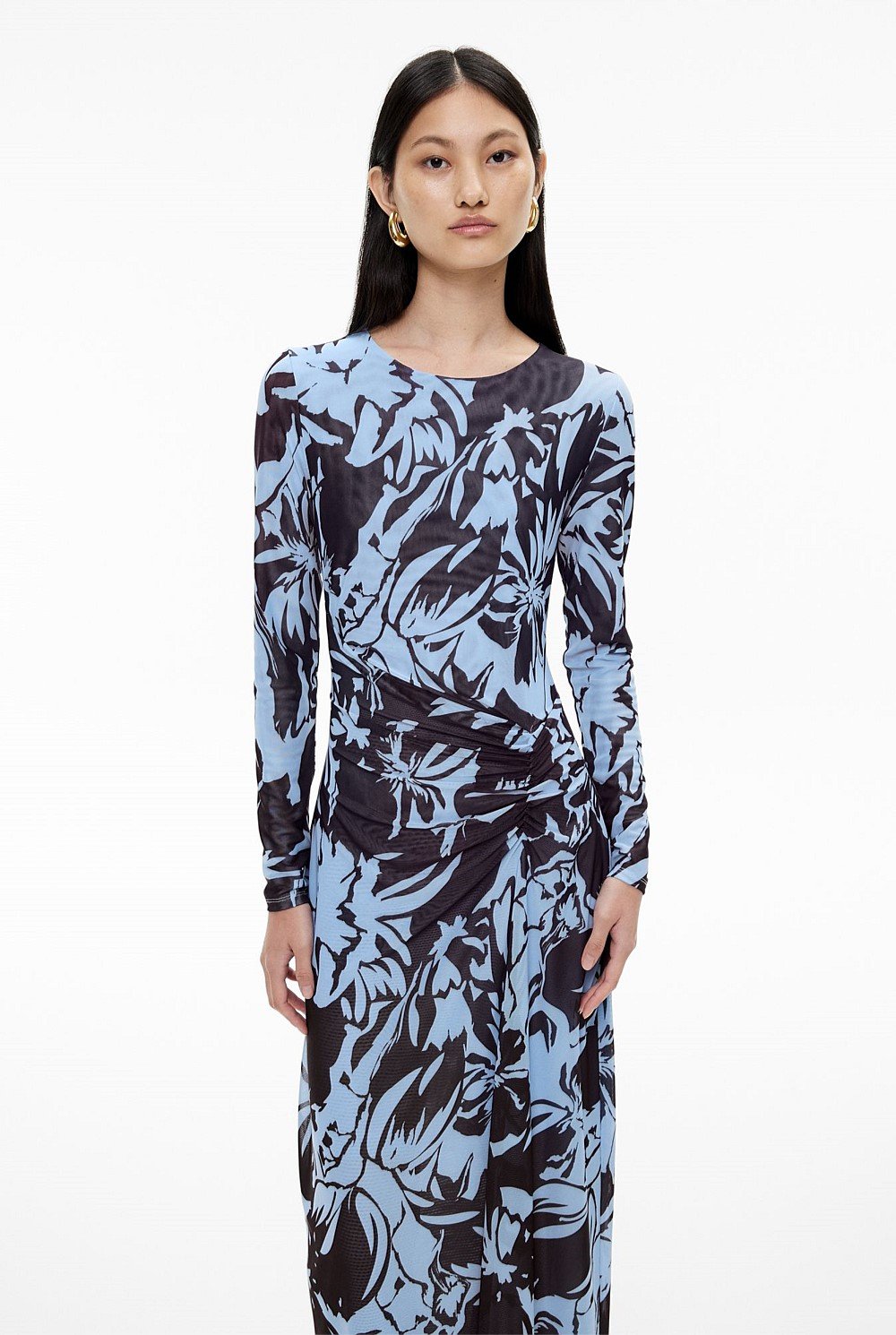 Crew Mesh Long Sleeve Dress