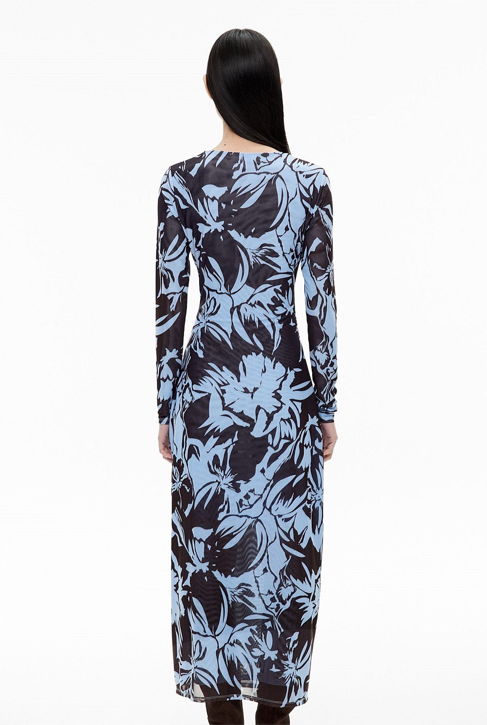 Crew Mesh Long Sleeve Dress