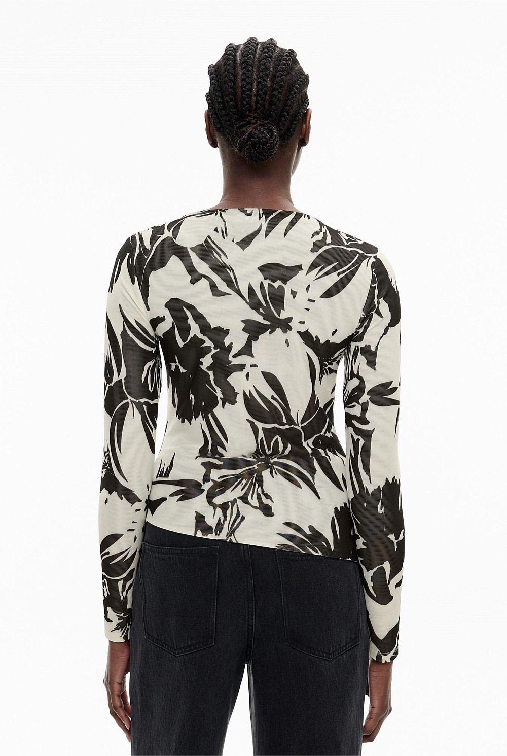 Mesh Drape Long Sleeve Top
