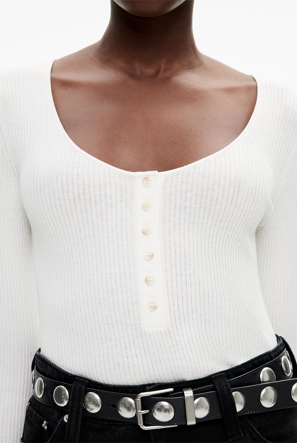 Scoop Henley Knit