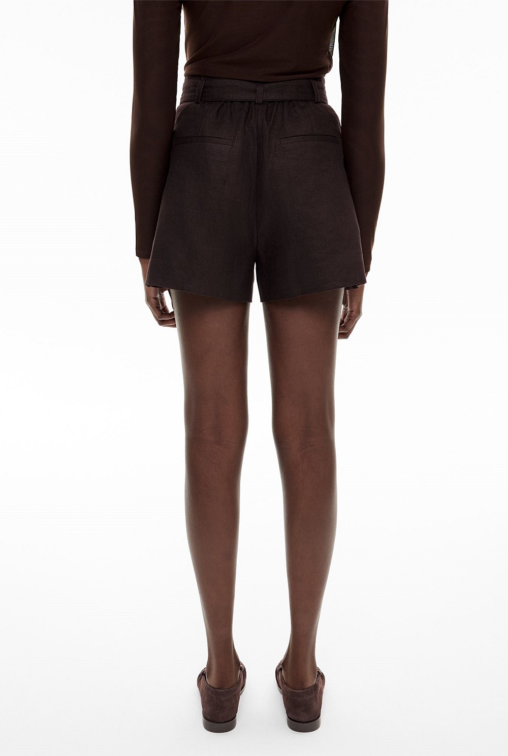 Belt Detail Linen Shorts