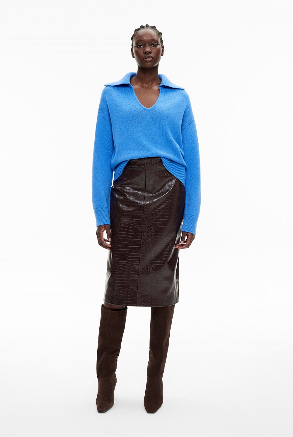 Collared V Neck Knit