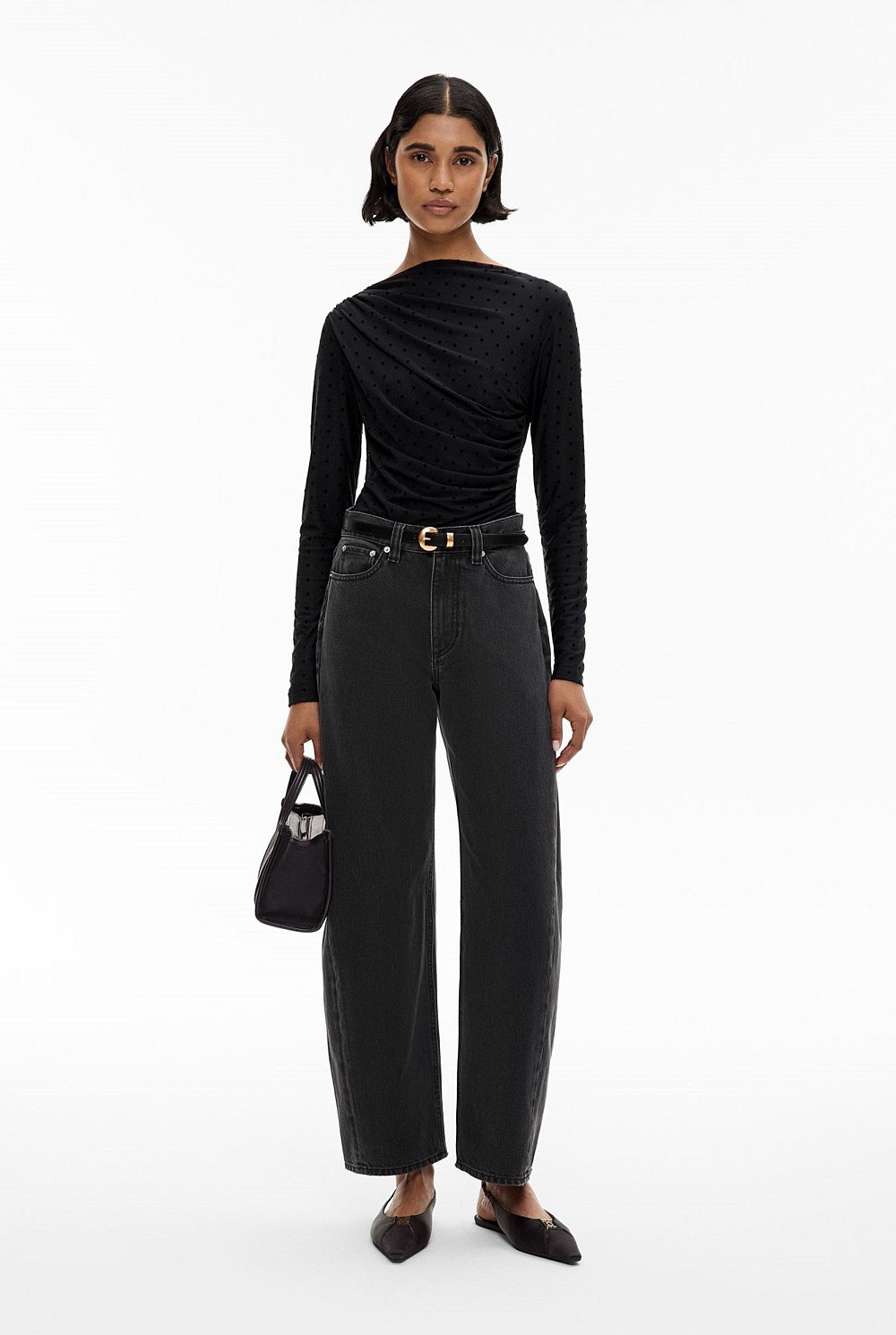 Mesh Drape Long Sleeve Top