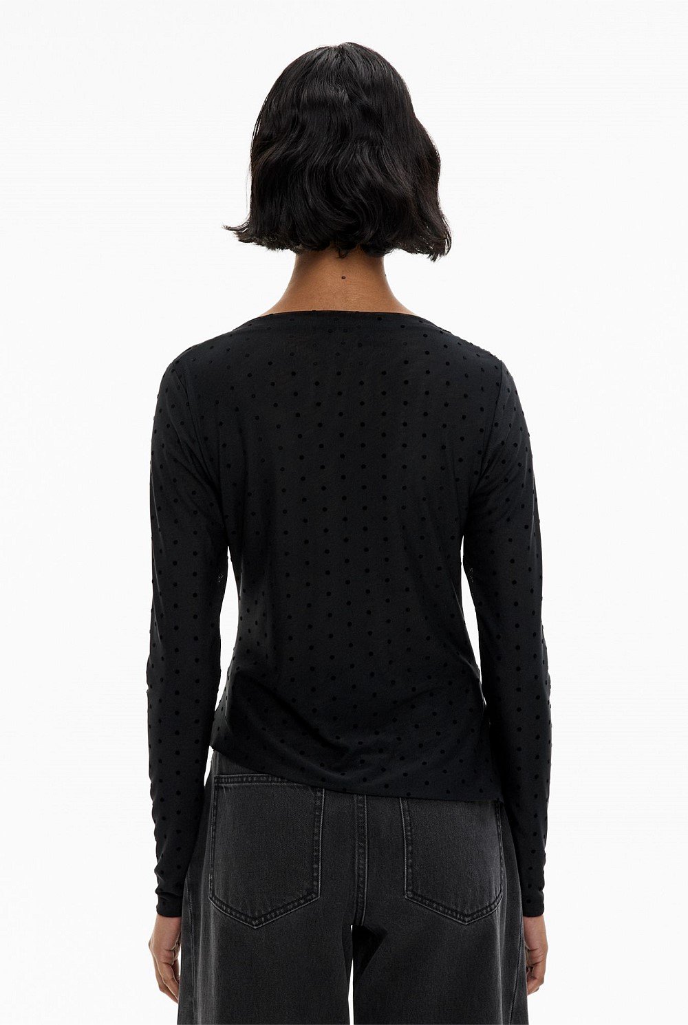 Mesh Drape Long Sleeve Top