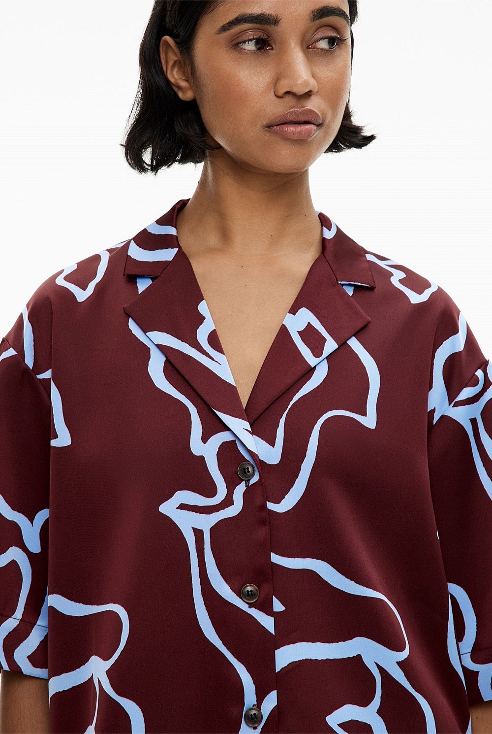 Short Sleeve Satin Shirt