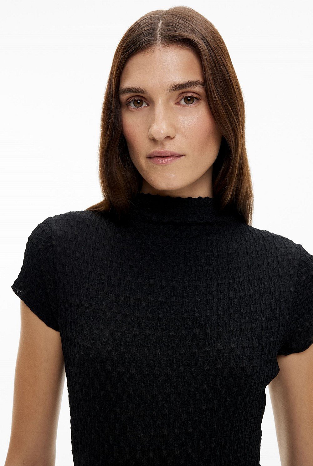 Textured Cap Sleeve T-shirt