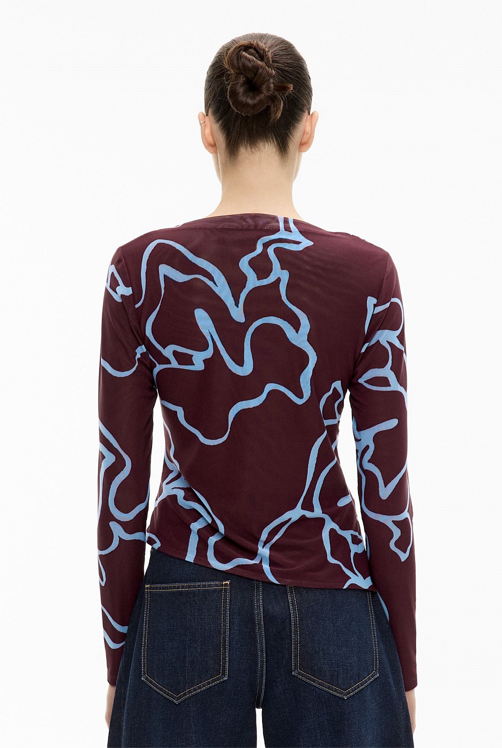 Mesh Drape Long Sleeve Top