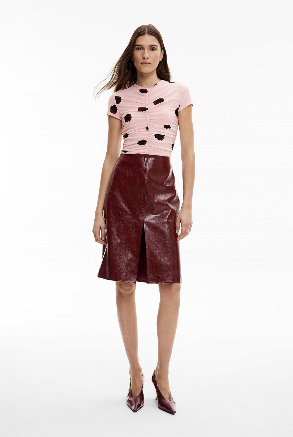 Ruched Mesh T-Shirt