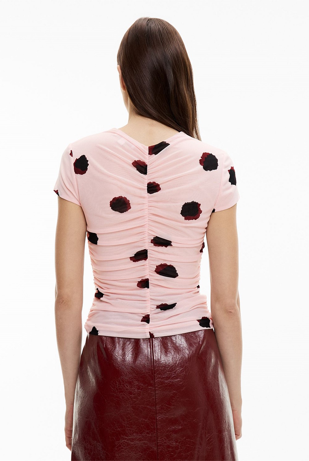 Ruched Mesh T-Shirt