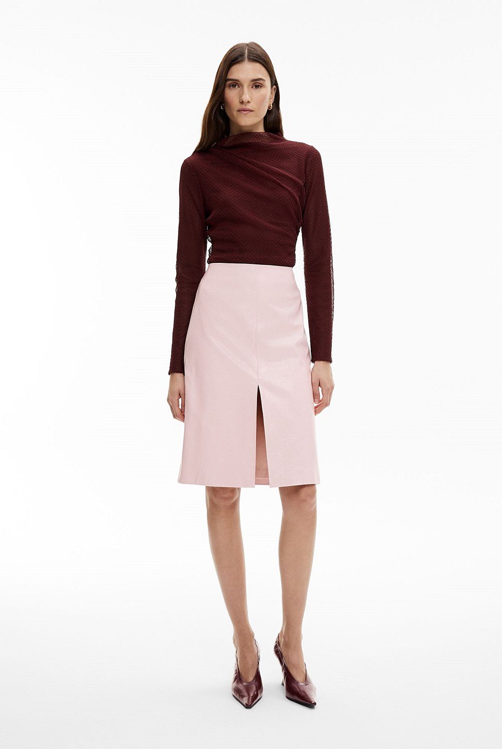 Front Split Midi Skirt