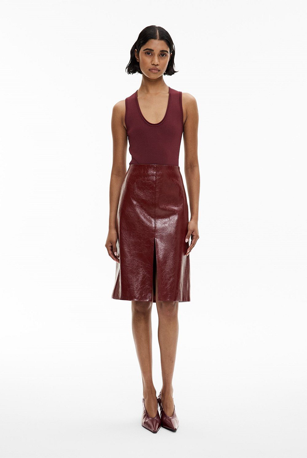 Front Split Midi Skirt