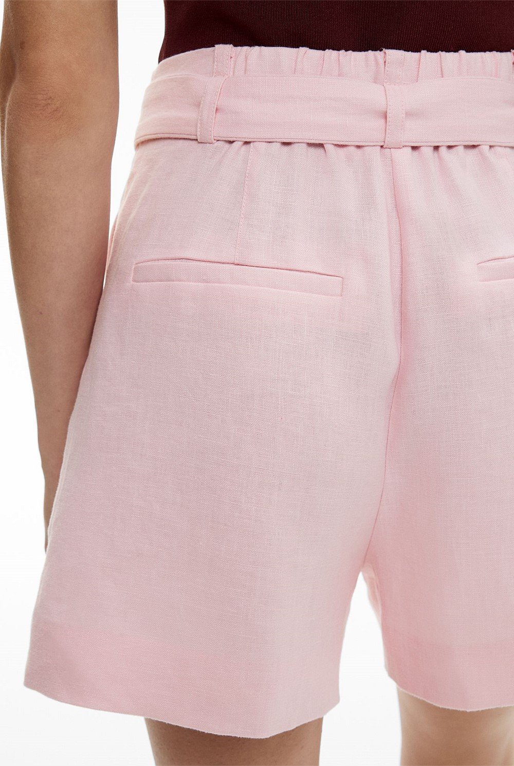 Belt Detail Linen Shorts