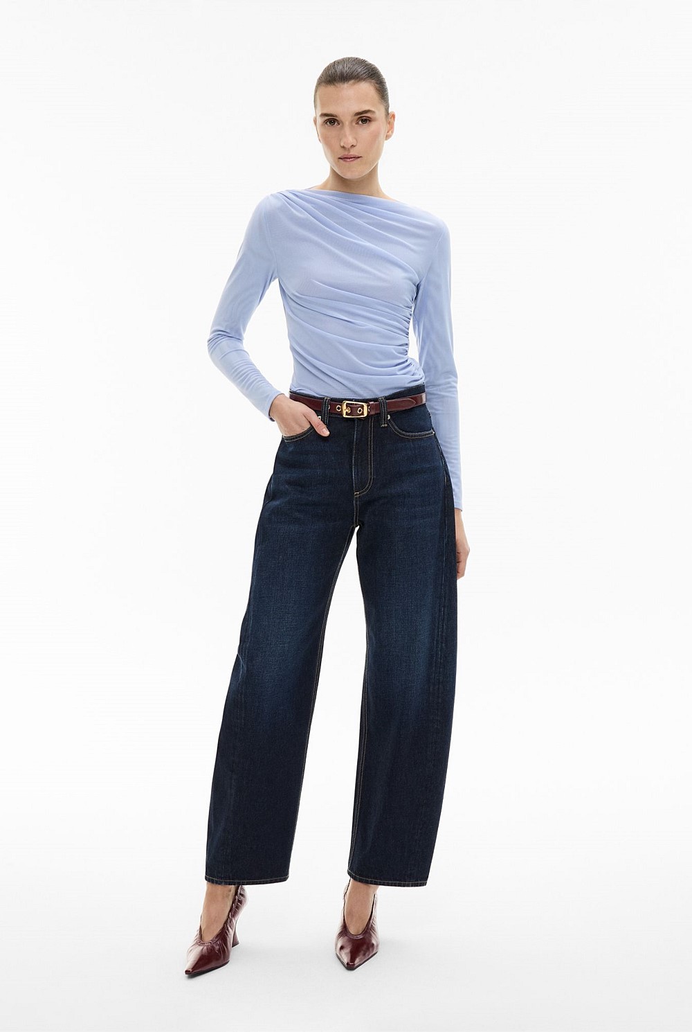 Mesh Drape Long Sleeve Top
