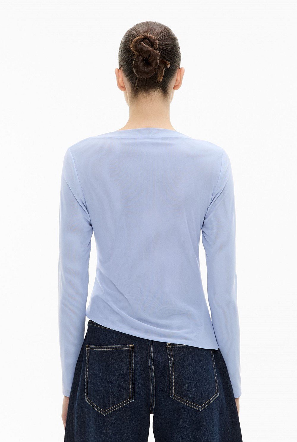 Mesh Drape Long Sleeve Top