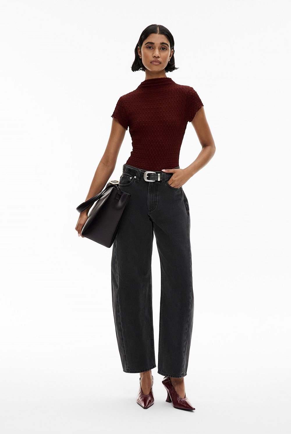 Textured Cap Sleeve T-shirt