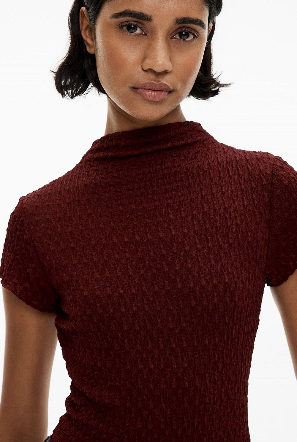Textured Cap Sleeve T-shirt