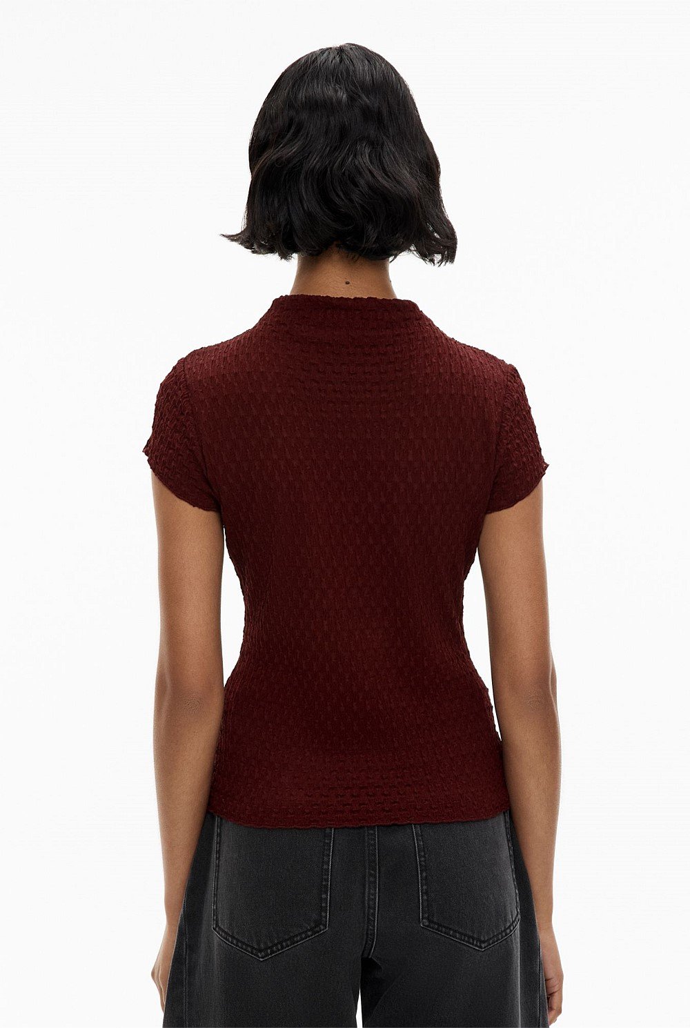 Textured Cap Sleeve T-shirt