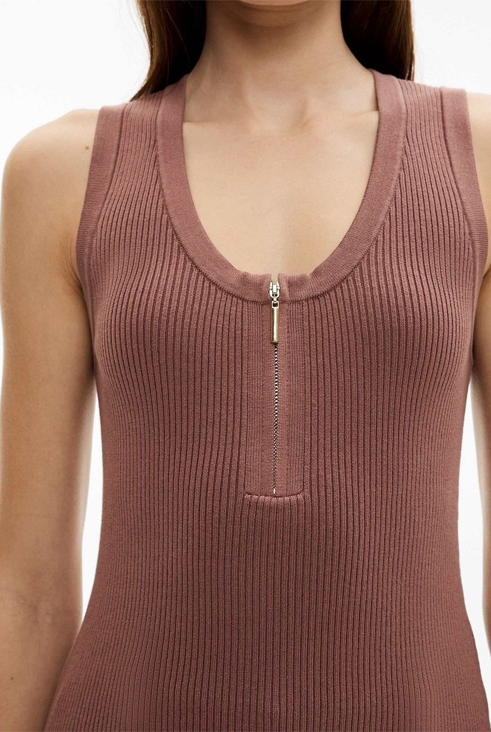 Zip Front Knit Tank Top