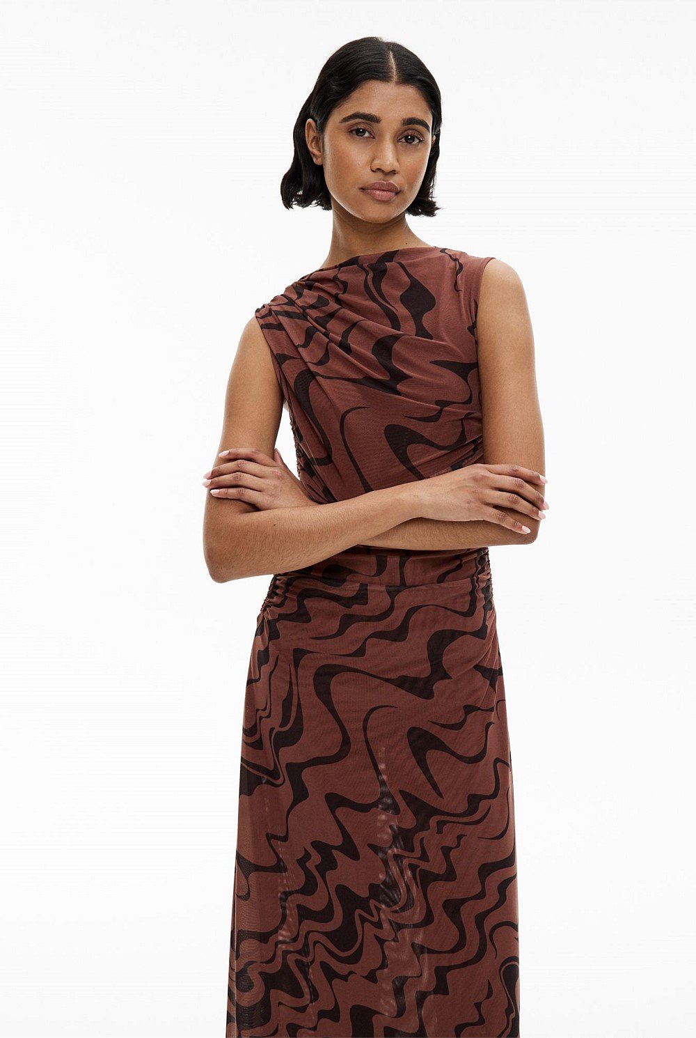 Mesh Drape Tank Dress