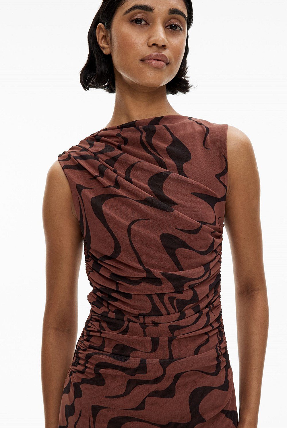 Mesh Drape Tank Dress